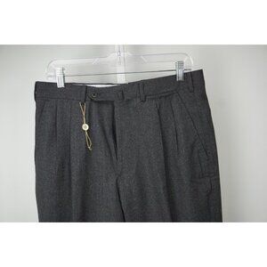 Luigi Borrelli Dark Gray Flannel 100% Wool Pants Sz 48 NEW